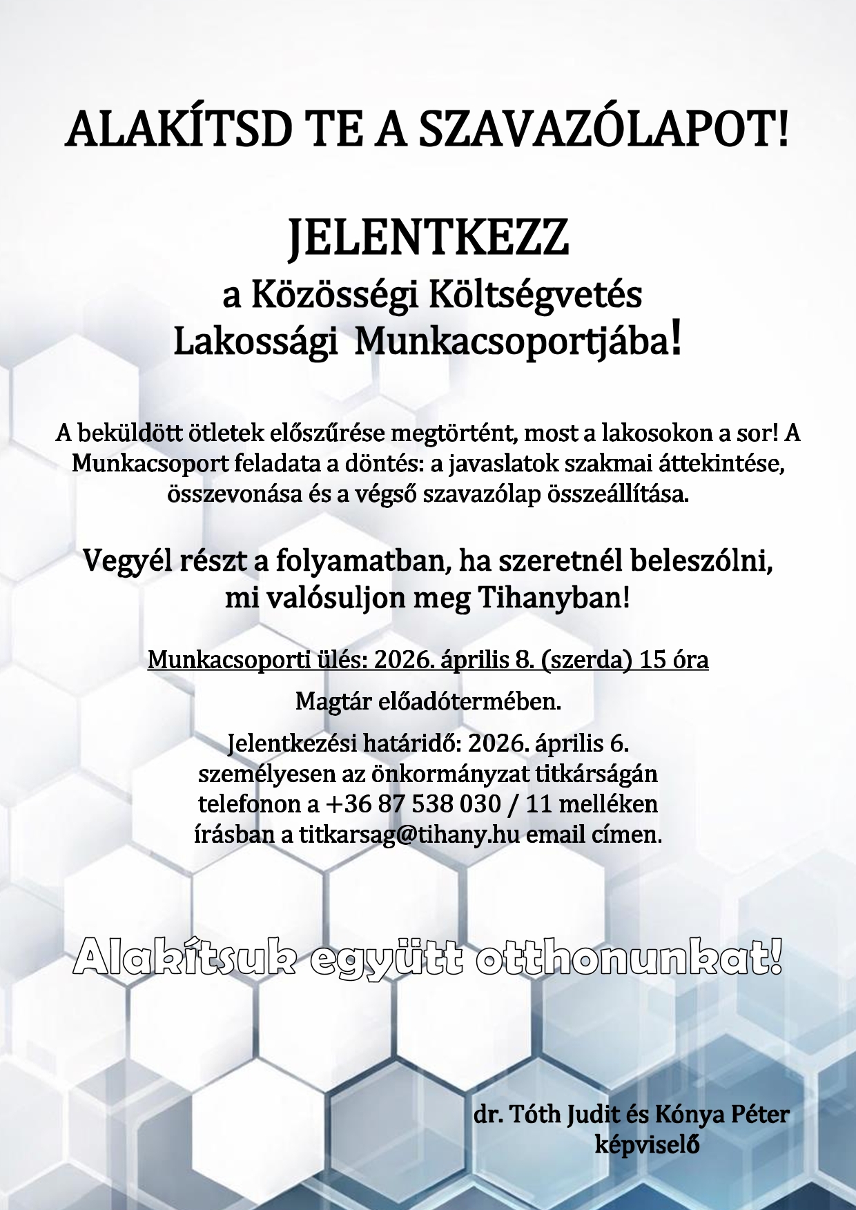 Jelentkezz a Közösségi Költségvetés Lakossági Munkacsoportjába